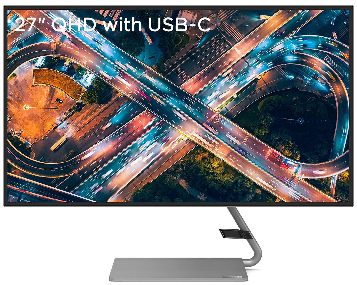 Lenovo Q-Series - Q27H-10, 27 Inch (68.6Cm) 2560 X 1440 Pixels 2K Qhd IPS Ultraslim Monitor Grey