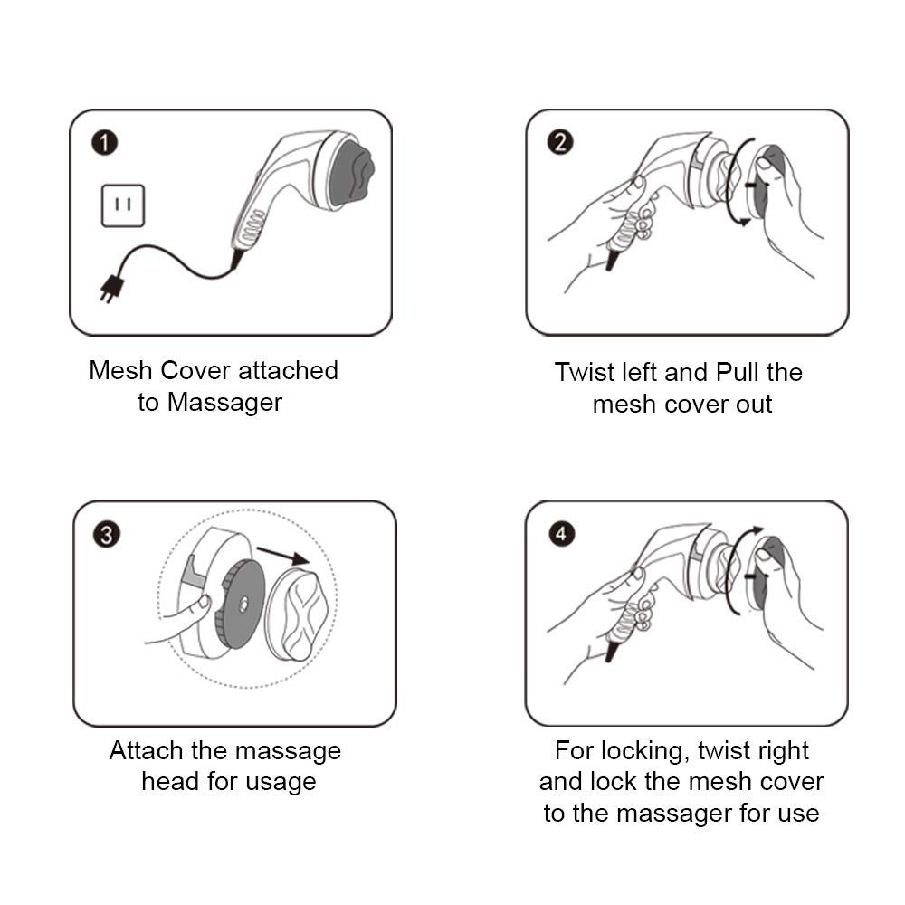 Lifelong LLM27 Corded Electric Electric Handheld Full Body Massager For Pain Relief With 4 Massage Heads & Variable Speed Settings