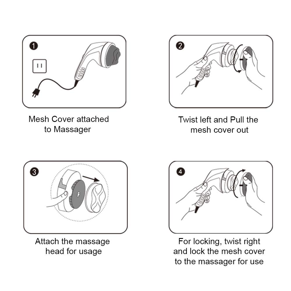 Lifelong LLM27 Corded Electric Electric Handheld Full Body Massager For Pain Relief With 4 Massage Heads & Variable Speed Settings