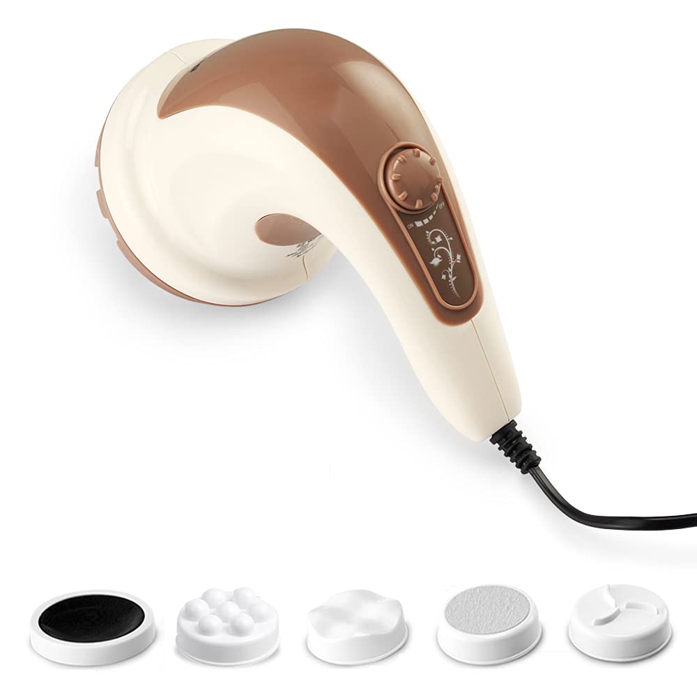 Lifelong LLM27 Corded Electric Electric Handheld Full Body Massager For Pain Relief With 4 Massage Heads & Variable Speed Settings