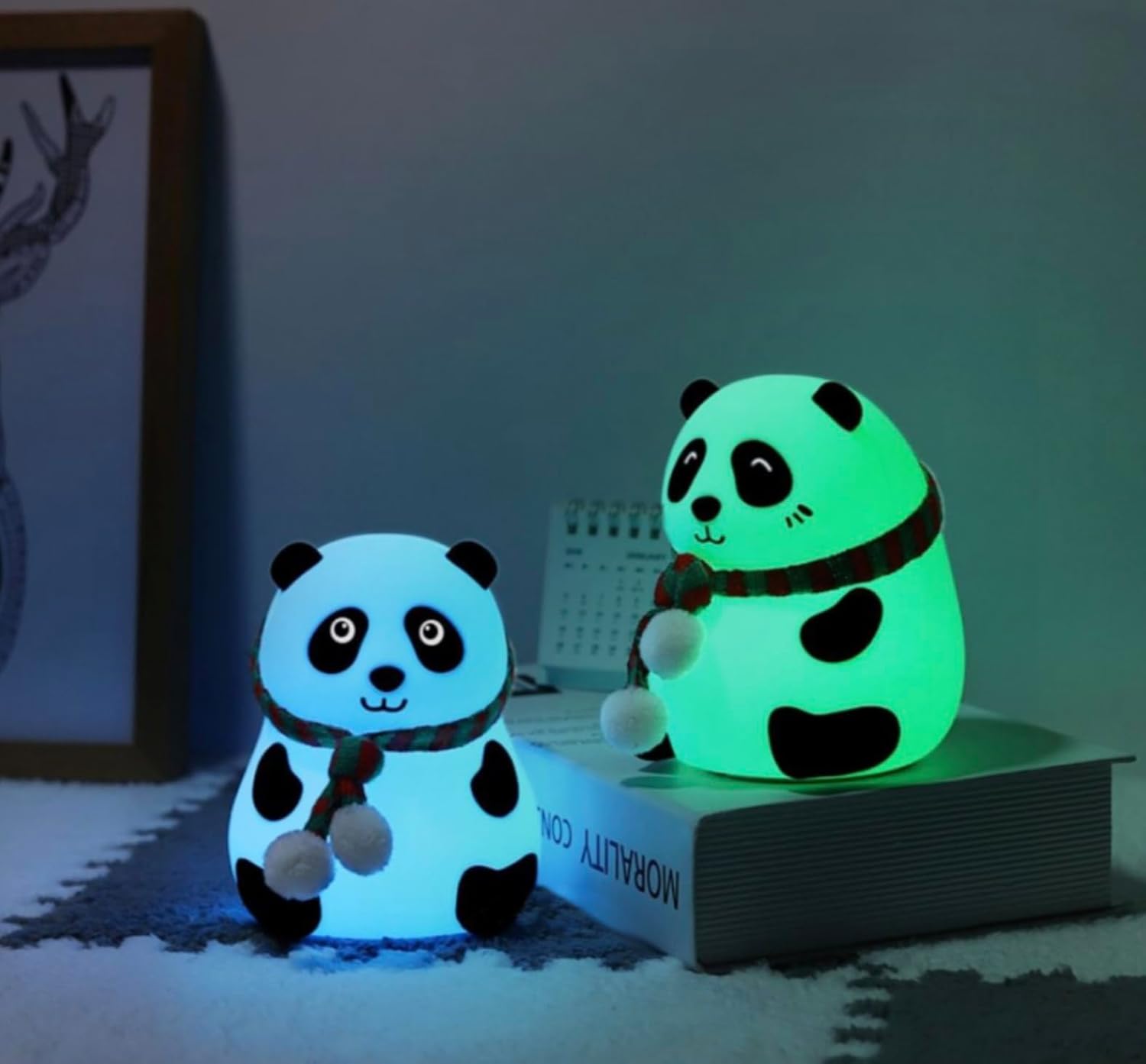 Airtree Night Lamp for Bedroom, Panda Lamp, Cute Lamp, Night Lamp for Kids, Panda Light Lamp, Birthday Gifts, Lamp for Kids, Diwali Light, BPA-Free Silicone Lamp, Close Eye (Multicolor)