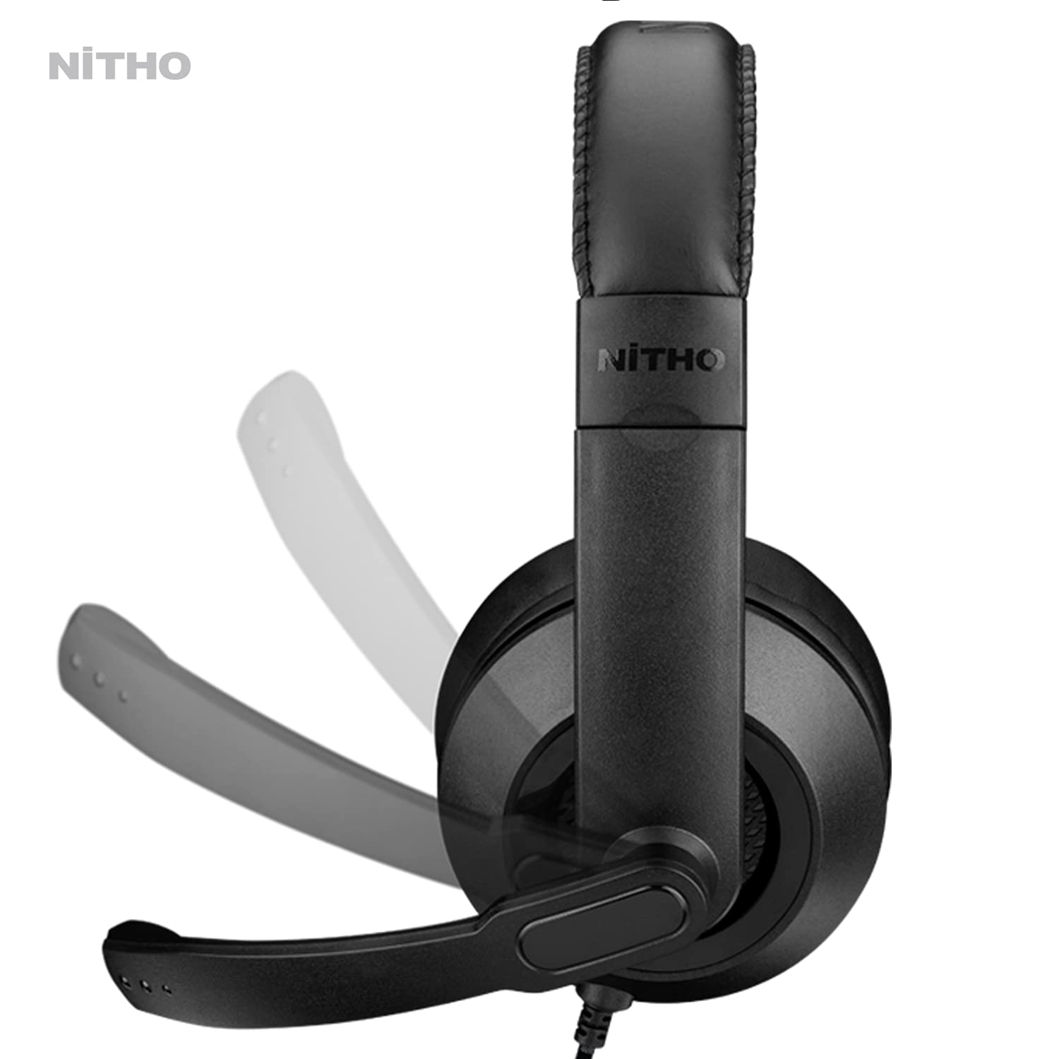 Nitho NX100S Gaming Wired Headphones with Mic for PC, PS4, PS5, Switch, Xbox One, Xbox Series X/S, Over-Ear Lightweight Headset with 40mm Driver and 3.5mm Mini-Jack - Black