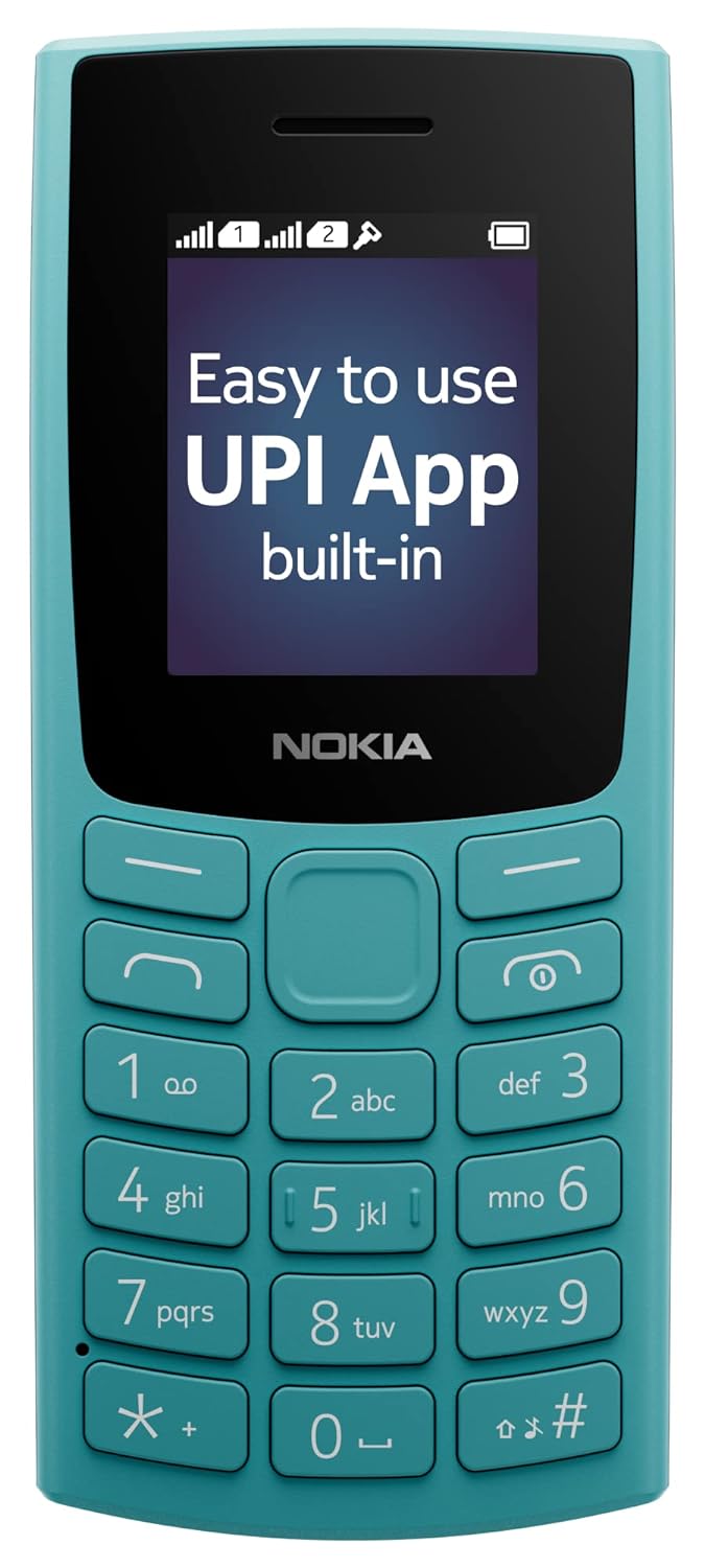 Nokia All-New 105 Dual Sim Keypad Phone with Built-in UPI Payments, Long-Lasting Battery, Wireless FM Radio | Cyan