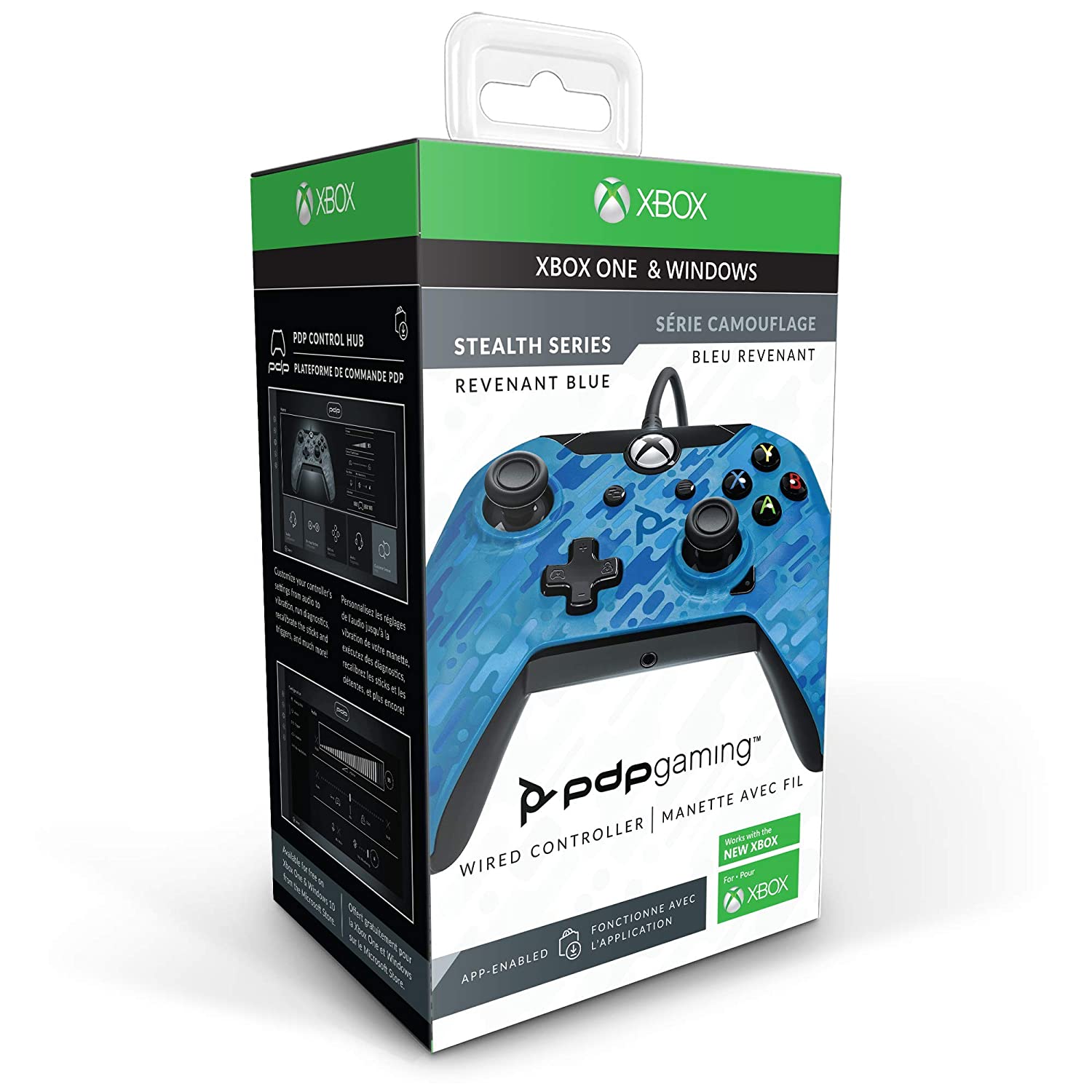 PDP Stealth Series Wired Controller for Xbox One, Xbox One X and Xbox One S (Blue Camouflage)