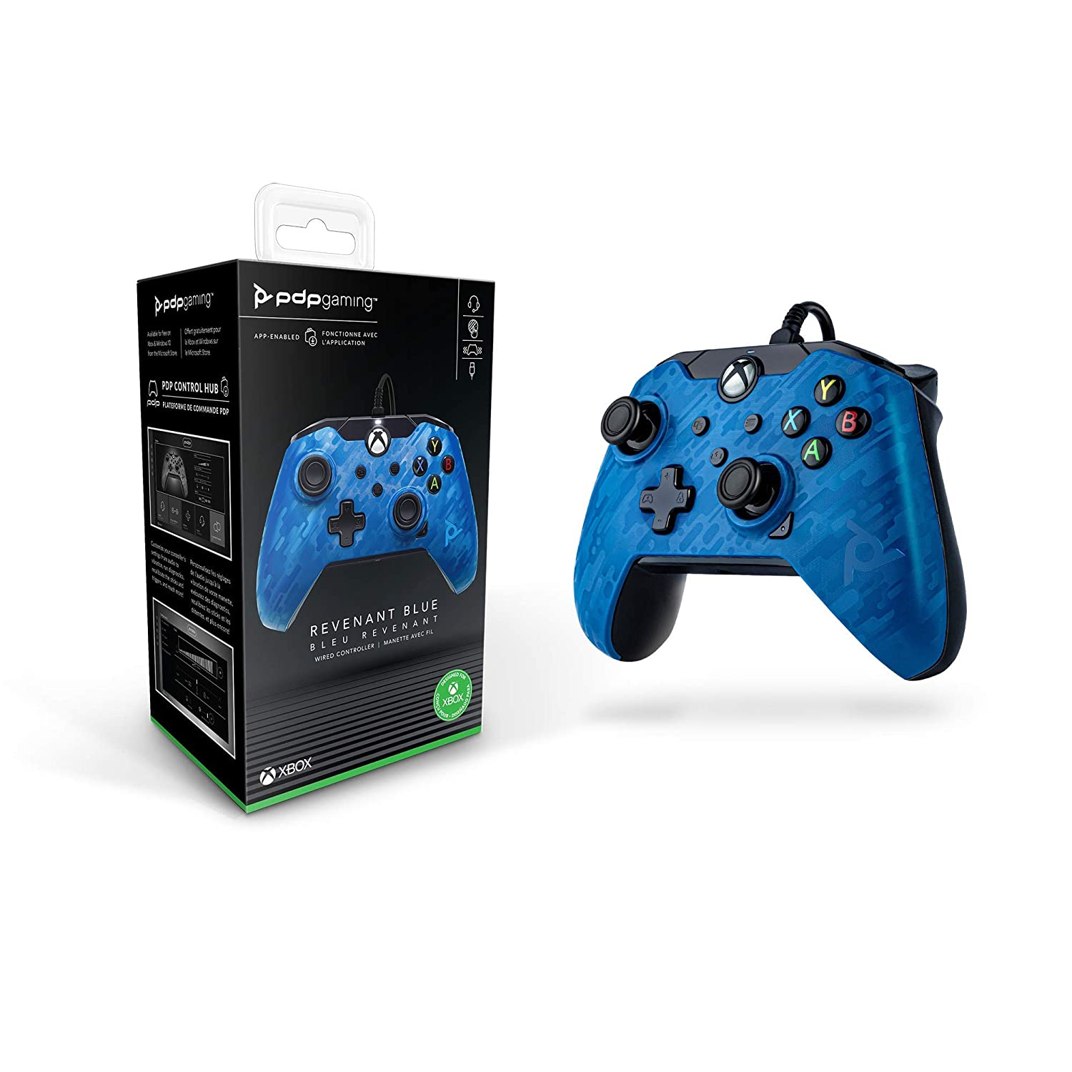 PDP Stealth Series Wired Controller for Xbox One, Xbox One X and Xbox One S (Blue Camouflage)