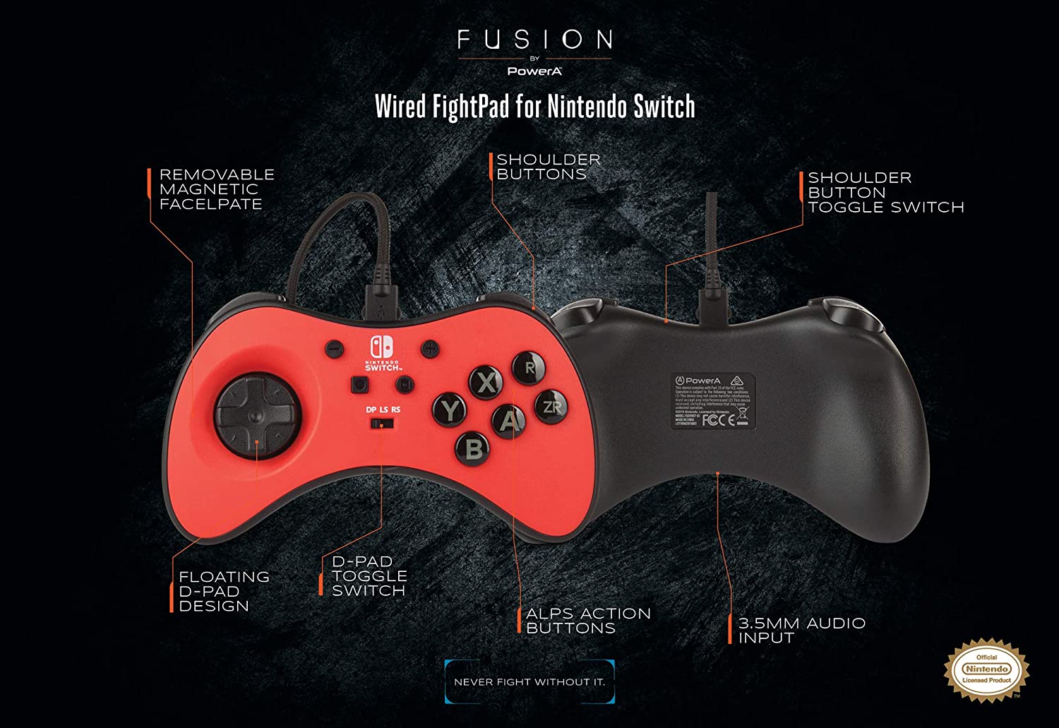 PowerA FUSION Wired FightPad Gaming Controller for Nintendo Switch, Red (Officially Licensed)