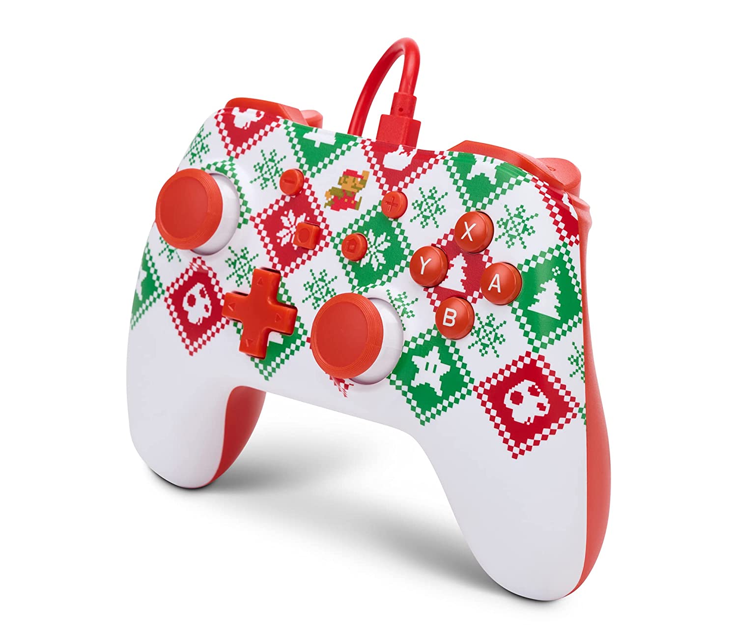 PowerA Wired Controller for Nintendo Switch - Mario Holiday Sweater, Nintendo Switch Lite, Gamepad, Game Controller- Nintendo Switch