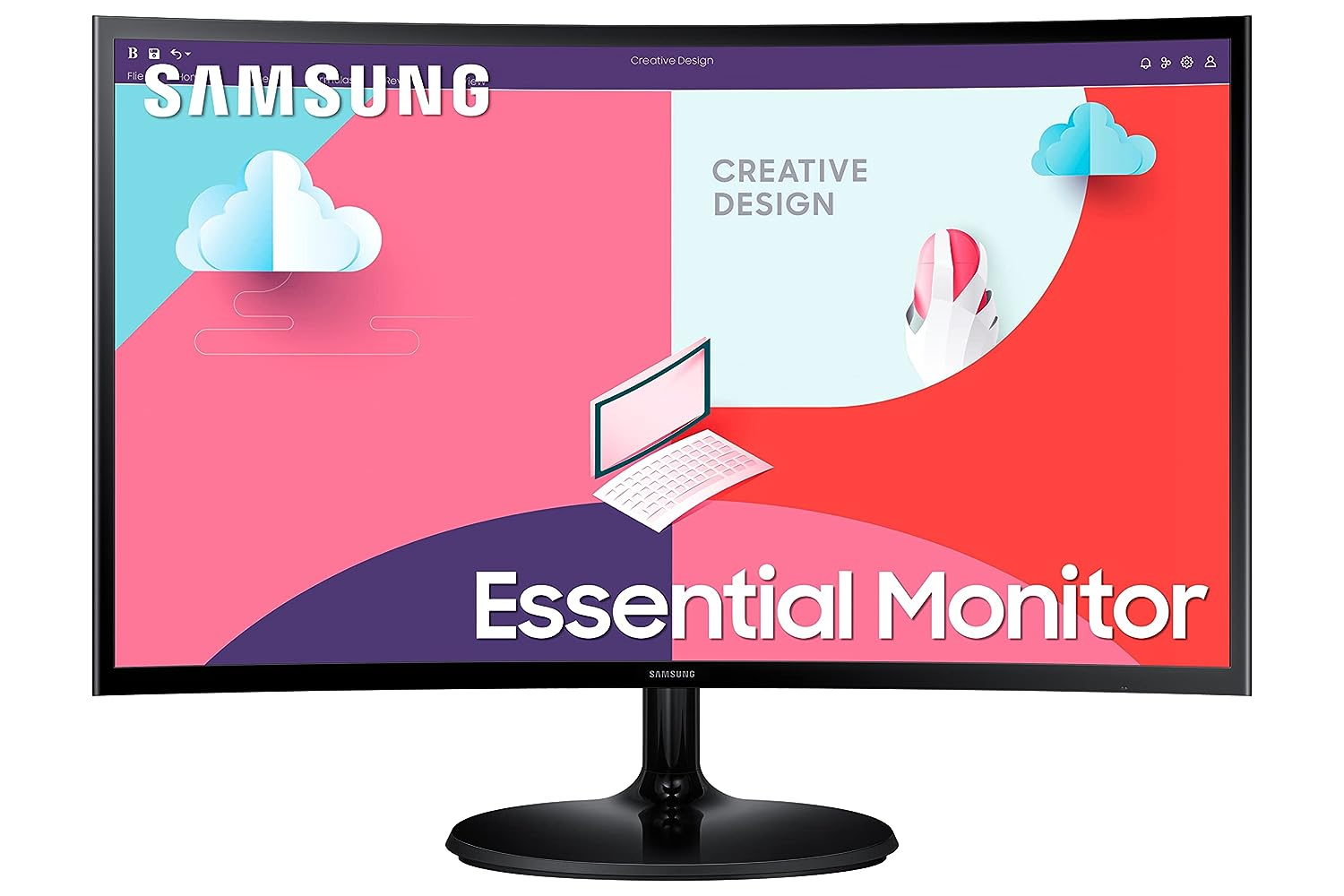 Samsung 27 inch (68.5 cm) Curved LED Backlit Computer Monitor - Full HD, VA Panel with VGA, HDMI, Audio Ports - LC27F390FHWXXL (Black)