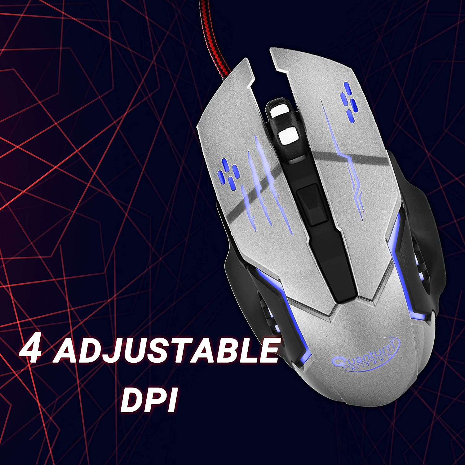 Quantum Snype 2.0 USB Wired Gaming Mouse with 1200/1600/2400/3200 Switchable DPI, 6 Programmable Keys