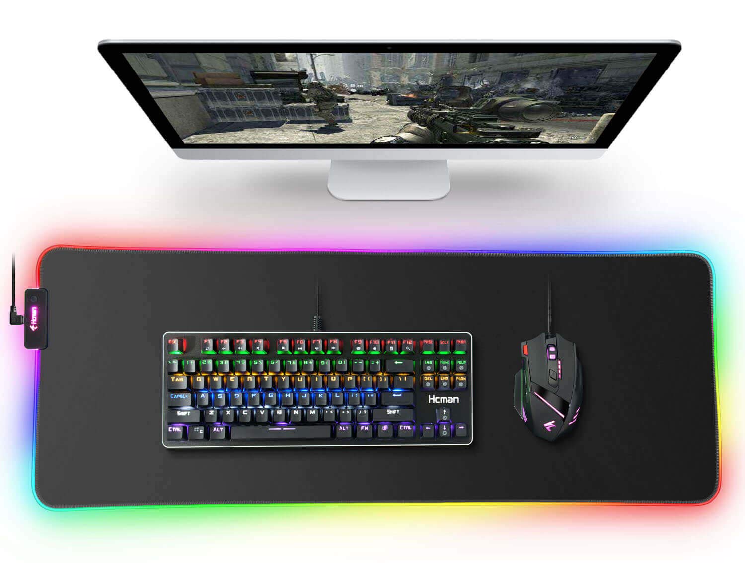 RGB Gaming Mouse Pad Mat Large Thick 800×300×4mm Hcman XXL Extended Led Mousepad 