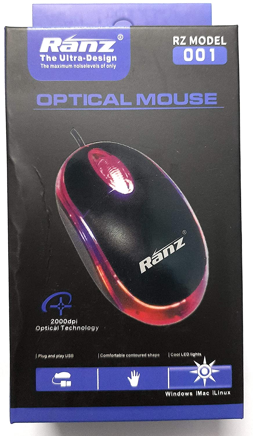 Ranz X1000 Wired Mouse (Black/Grey)