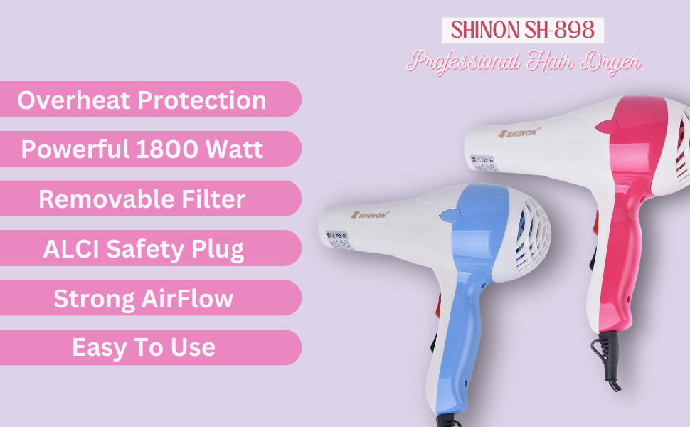 SHINON-SH-898-Professional-Hair-Dryer-1800-Watt-3-Heat-Setting-2-Speed-Settings-