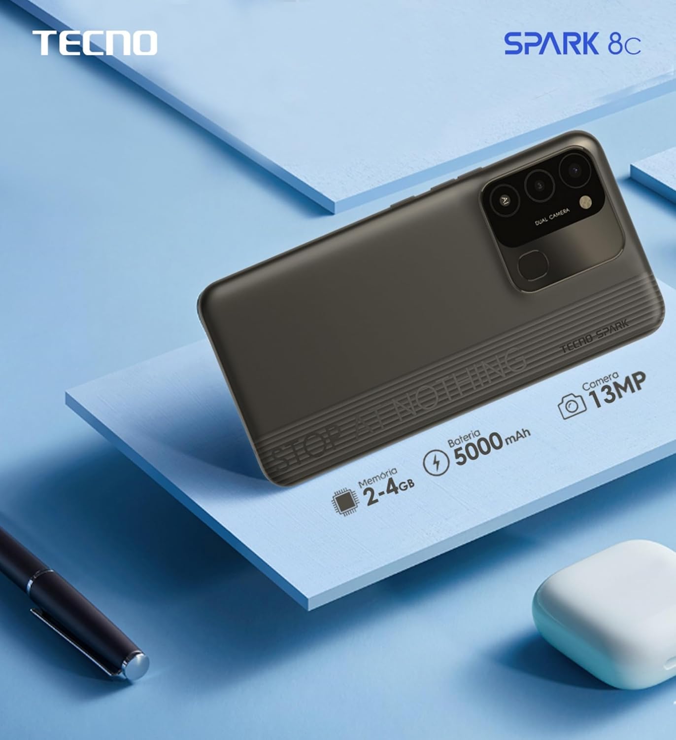 Tecno Spark 8C (4GB RAM, 64GB Storage) | 13MP AI-Enhanced Dual Camera | HD+ 6.6" Dot Notch Screen | Upto 7GB Memory fusion | 5000mAh Long-lasting Battery | 8MP Portrait Camera Beauty 3.0 (Refurbished)