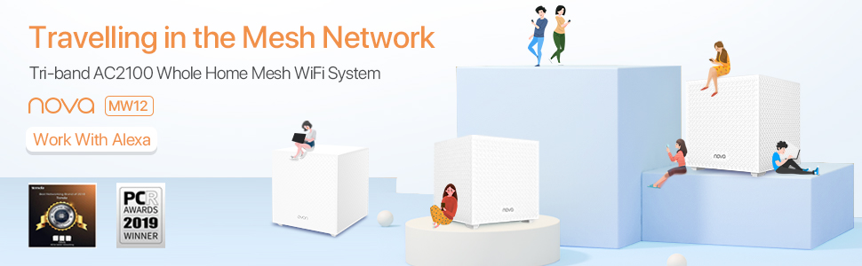 Tenda-MW12-AC2100-Tri-Band-Whole-Home-Mesh-Wi-Fi-System-3-Gigabit-Ports-6000sq-W