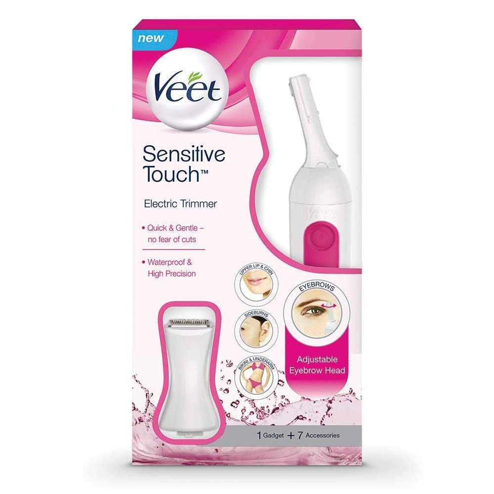 Veet Sensitive Touch Expert Trimmer for Face, Underarms and Bikini line – Battery & Carry Pouch included