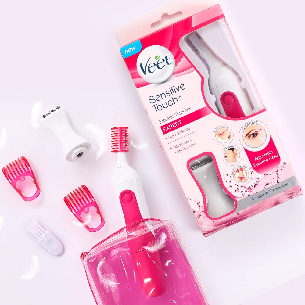 Veet Sensitive Touch Expert Trimmer for Face, Underarms and Bikini line – Battery & Carry Pouch included