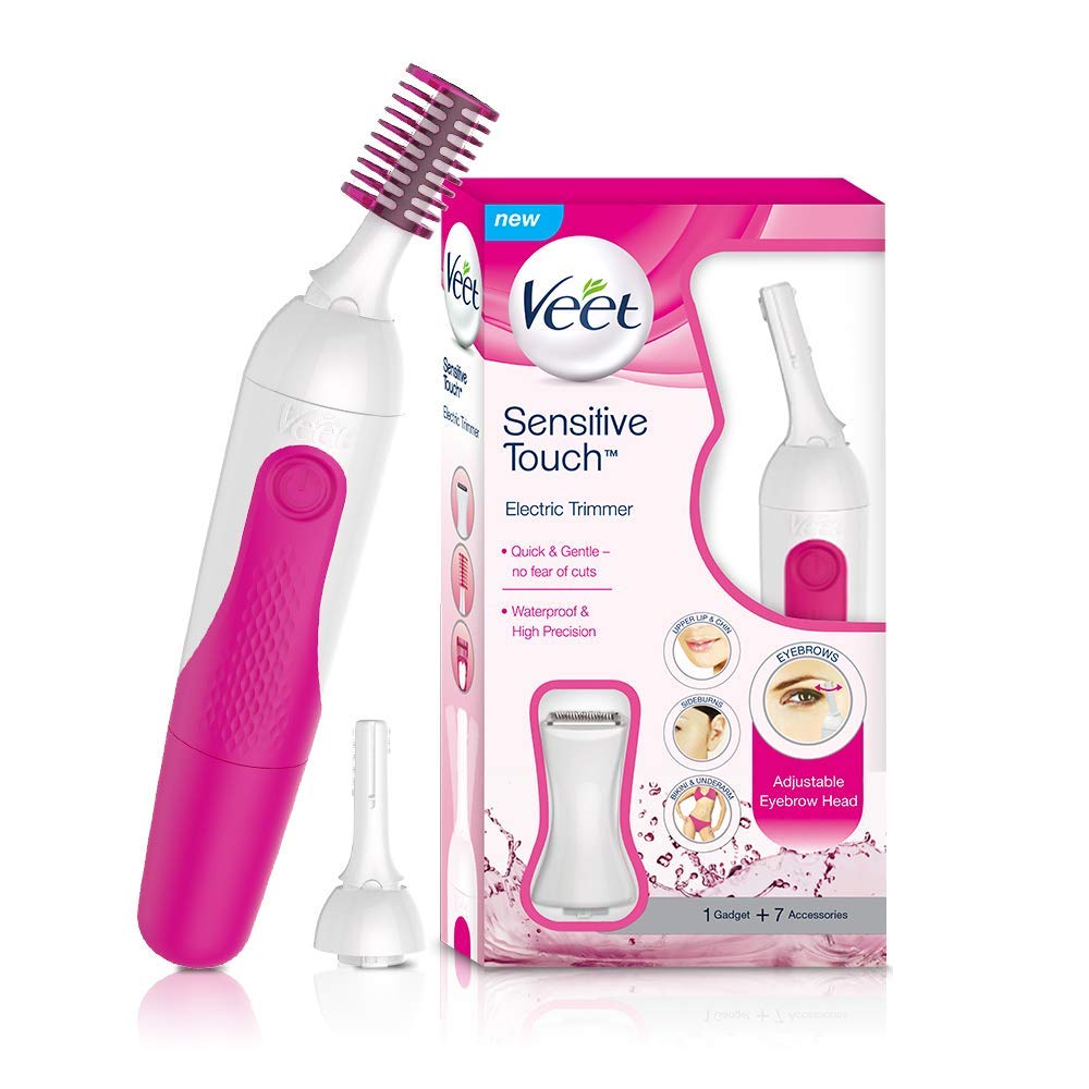 Veet Sensitive Touch Expert Trimmer for Face, Underarms and Bikini line – Battery & Carry Pouch included