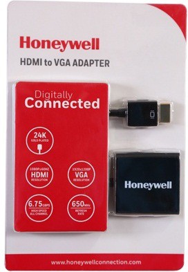 Honeywell 3in1 HDMI to VGA, 3.5mm Audio Jack & Micro USB Port, 1080p@60Hz HDMI Resolution & 6.75GB Transfer Speed, VGA Resolution 1920x1200P@60Hz, Compatible with-LED, Laptop, Gaming Console etc-Black