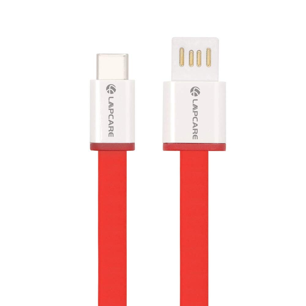 LAPCARE USB to Type-C Adapter Connector for Efficient Data Transfer and Charging (Red, 1.2m)