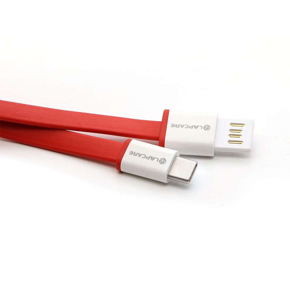 LAPCARE USB to Type-C Adapter Connector for Efficient Data Transfer and Charging (Red, 1.2m)