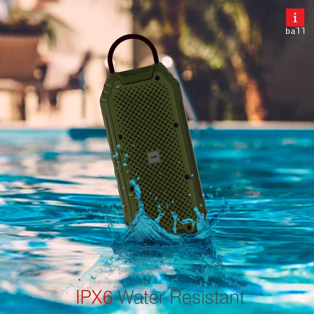 iBall Musi Rock 16 Watt Truly Wireless Bluetooth Portable Outdoor Speaker (Dark Green)