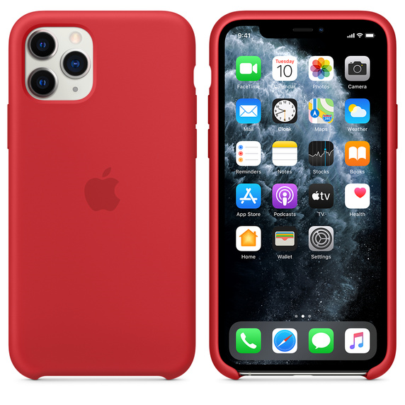 I Phone 11 Pro Silicone Case-RED (Red, Shock Proof, Silicon, Pack of: 1) with logo