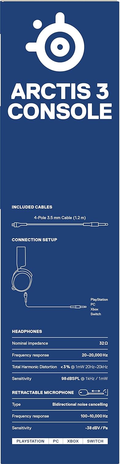 SteelSeries Arctis 3 Console, Stereo Wired Gaming Headset for Playstation 5 & 4