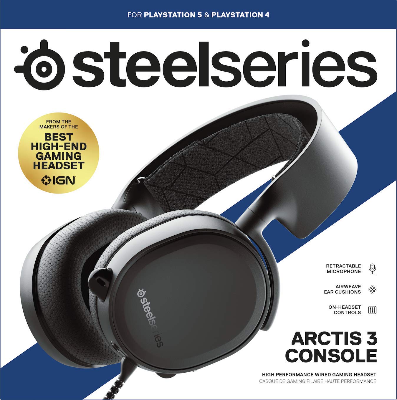 SteelSeries Arctis 3 Console, Stereo Wired Gaming Headset for Playstation 5 & 4