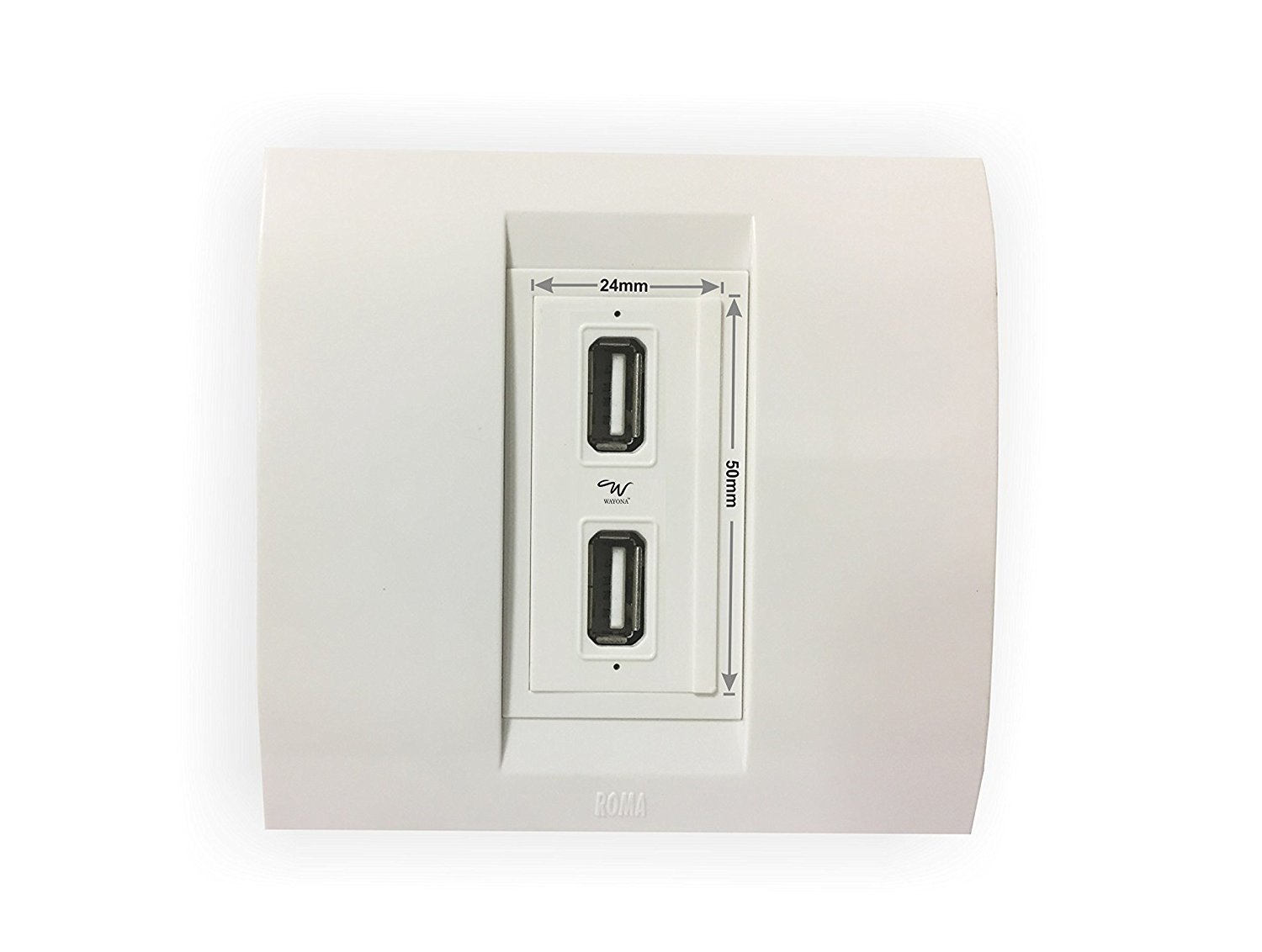 Wayona 18W Dual USB Socket Fast Charger Compatible with Anchor Roma Switch Plate - White