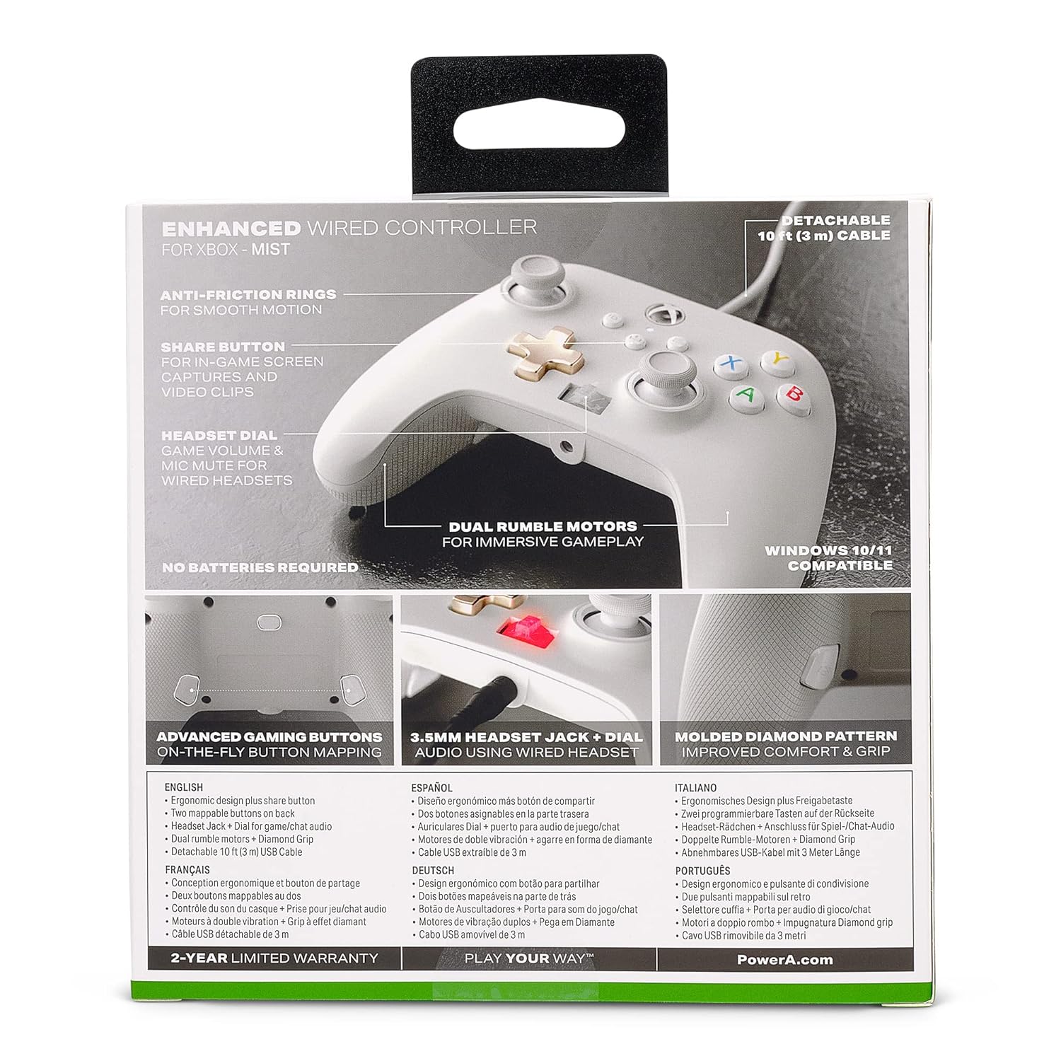 PowerA Enhanced Wired Gaming Controller for Xbox Series X/S and Xbox One, White, Mist (Officially Licensed)