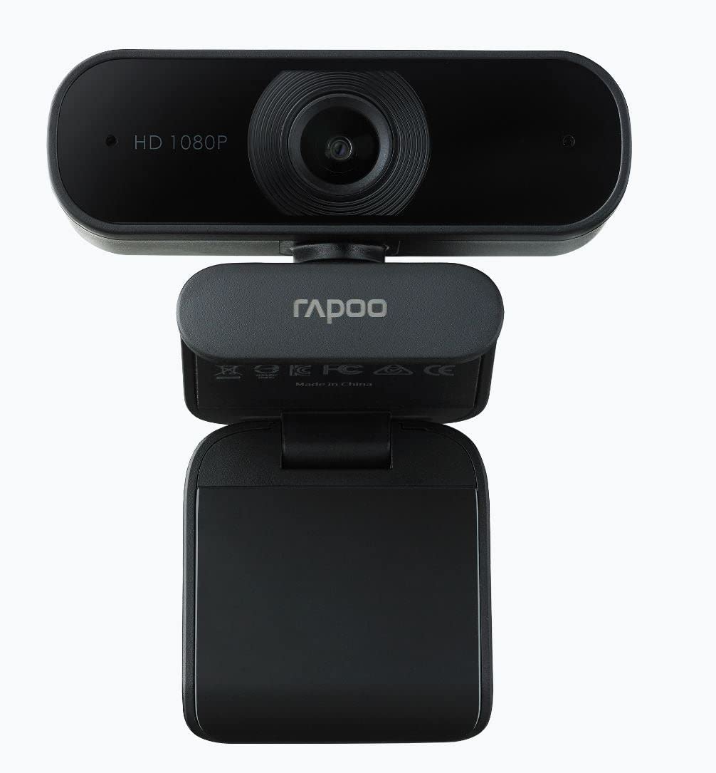 HD Webcam with Microphone, RAPOO C260 USB 1080P, Built-in Dual Noise Reduction Mics, 95-Degree Wide Angle, Zoom/Skype/Teams, Conferencing and Video Calls