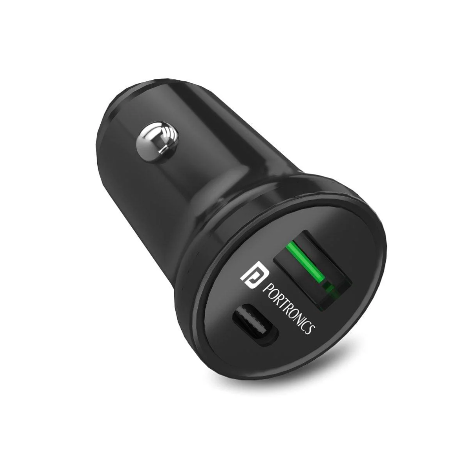 Portronics Car Power Mini, 18W USB Port, Fast Charging Adapter Compatible with Cars for iPhone & Android Smartphone (Black)