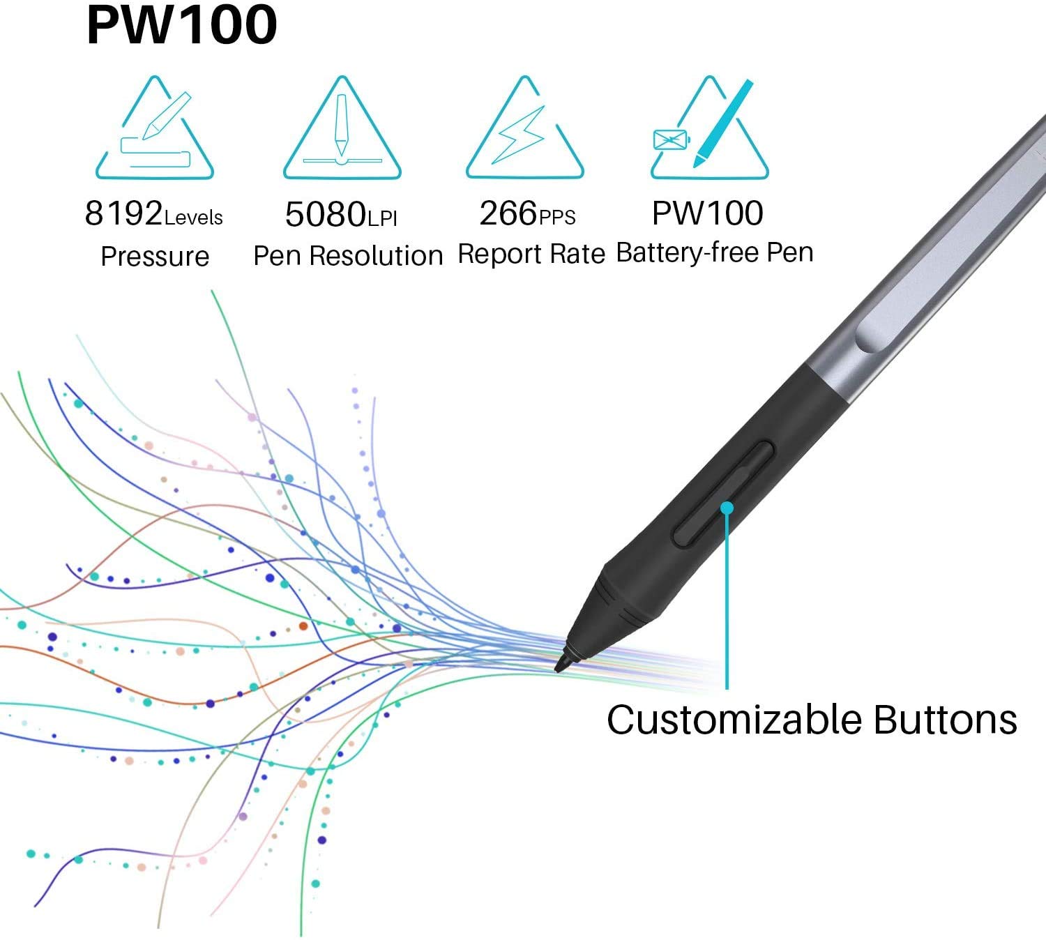 HUION HS64 Graphics Drawing Tablet Battery-Free Stylus Android Windows macOS