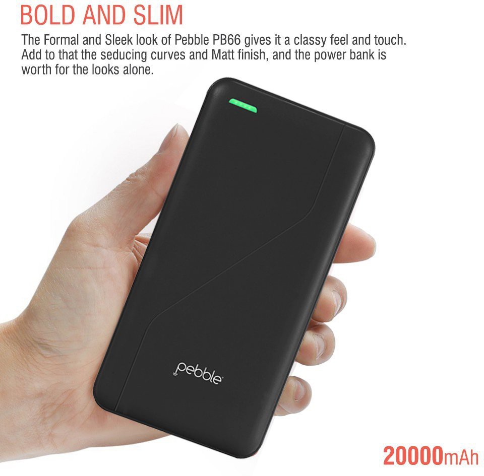 Pebble PB66 20000mAH Power Bank (Black) 