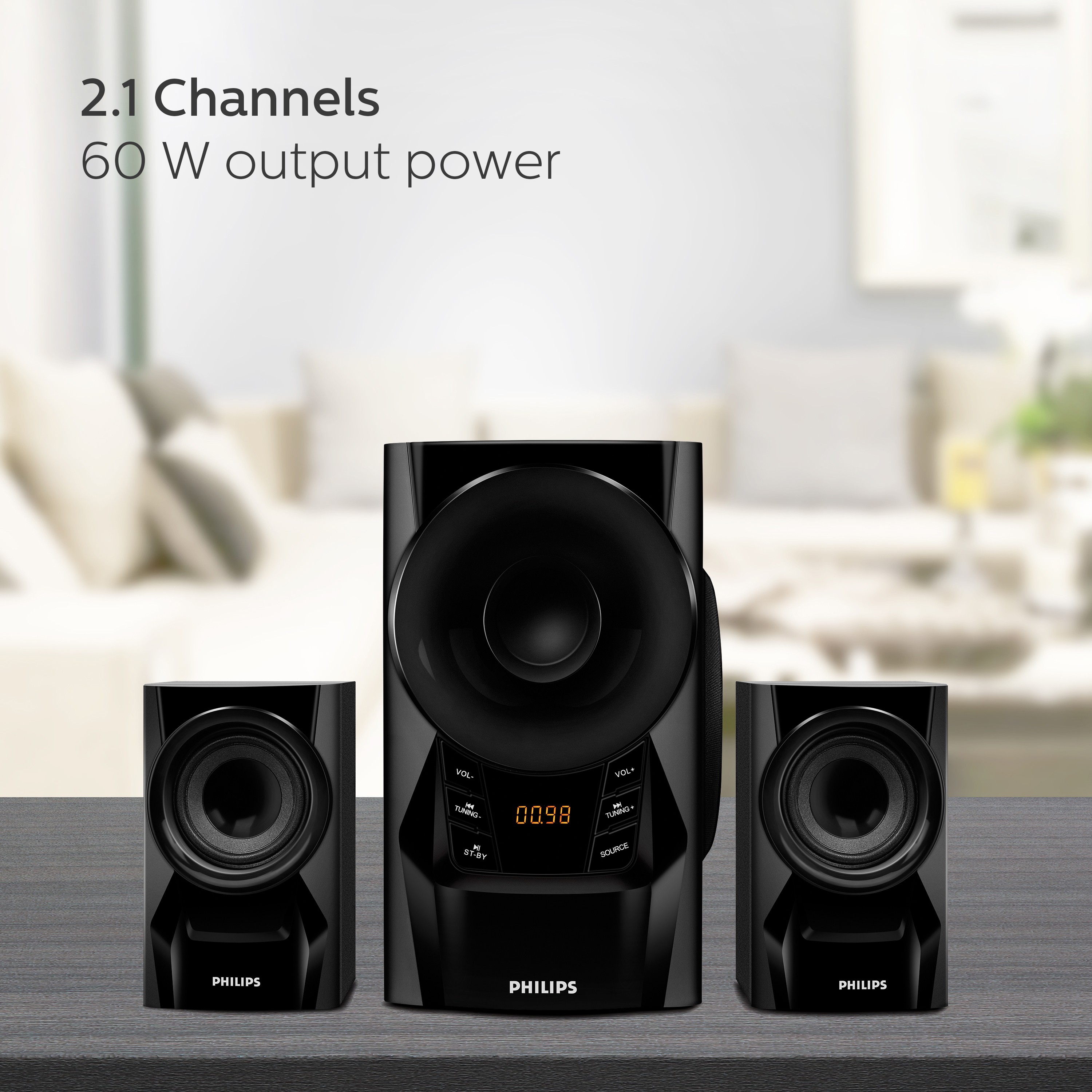 Philips MMS-4040F/94 2.1 Channel Multimedia Speaker System (Black)-