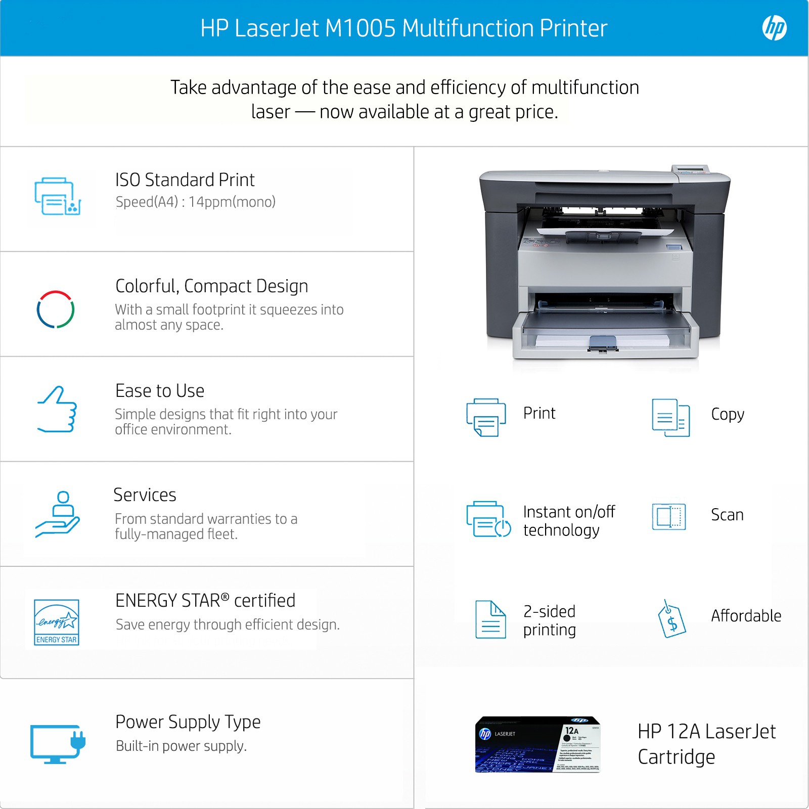 HP Laserjet M1005 Multifunction Laser Printer Black (Refurbished)