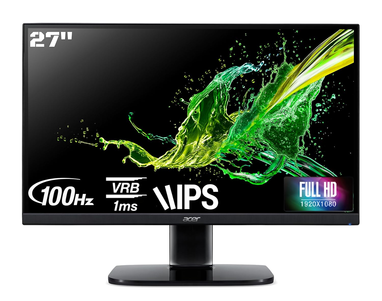 Acer 27-inch VA Panel Full HD 1920 x1080 Monitor - HDMI VGA Ports - 300 Nits - 4MS Response - 178/178 View Angle - KA270H (Black)