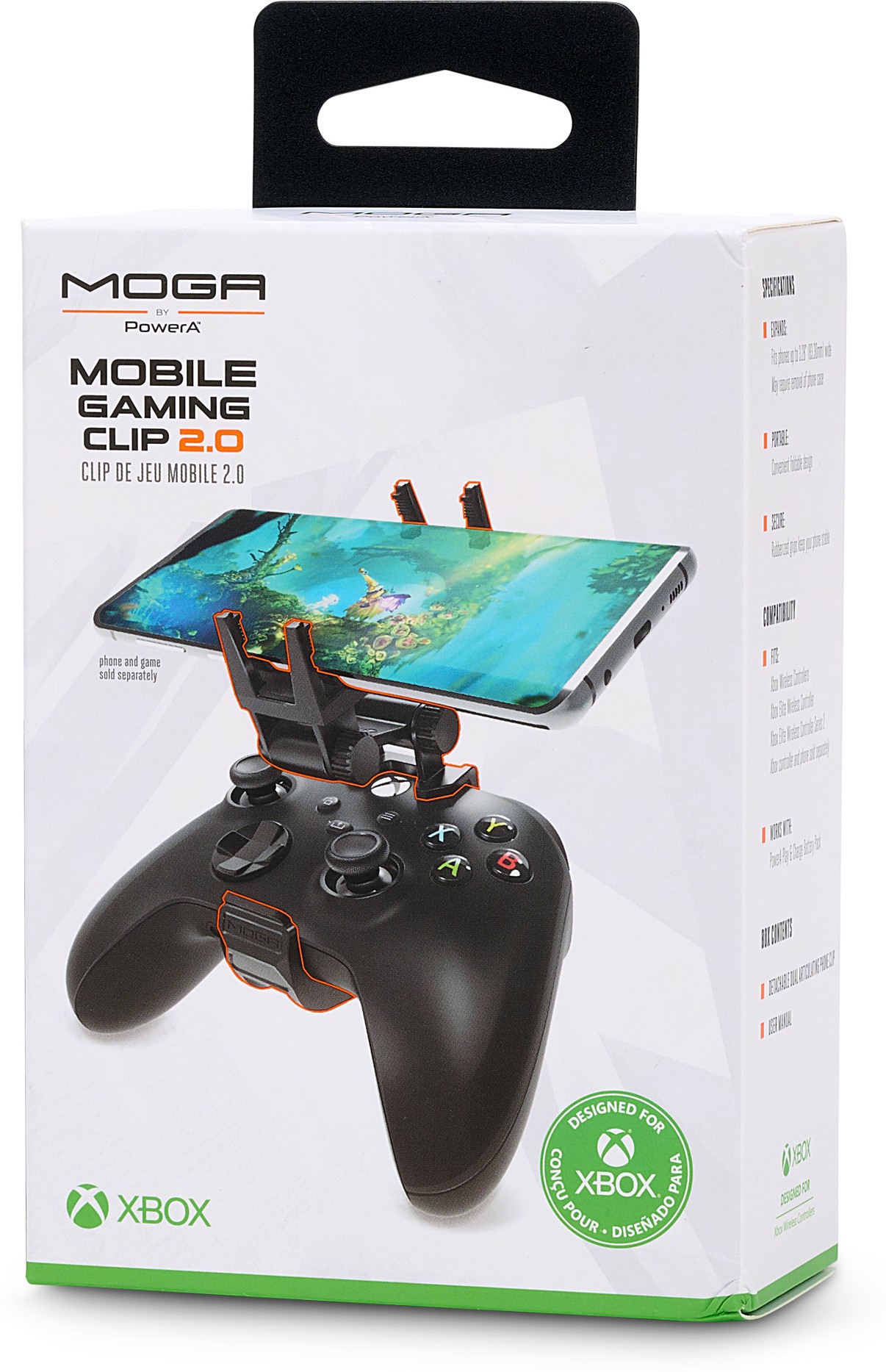 PowerA MOGA Mobile Gaming Game Streaming Phone Clip 2.0 for Xbox Series X/S and Xbox One Wireless Controllers, Black (Officially Licensed)