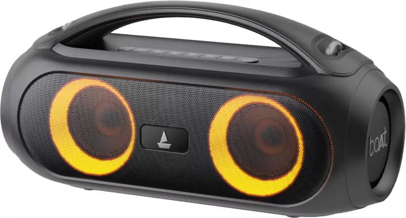 boAt Partypal 53 Portable Speaker with RGB LEDs and Mic for Calls 30 W Bluetooth Party Speaker (Midnight Black, Stereo Channel)