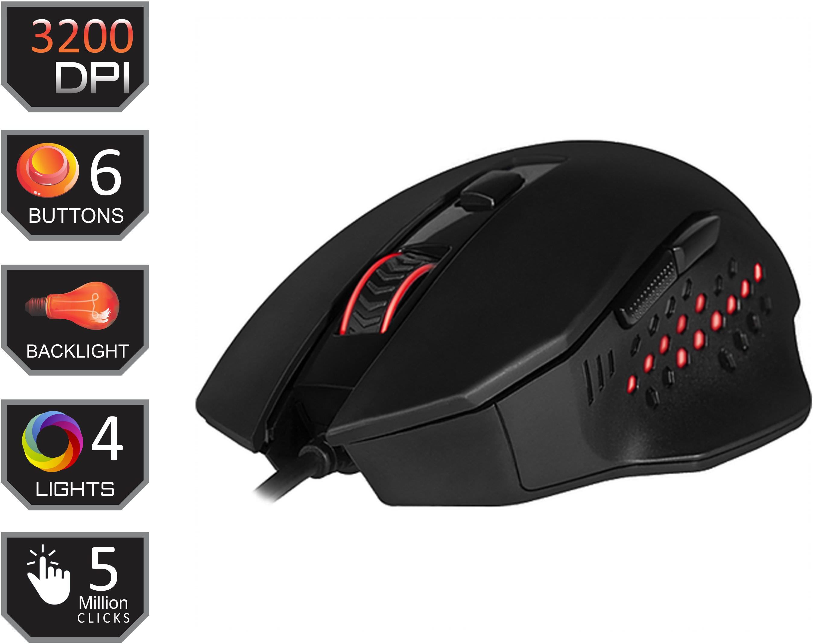 Redragon Gainer M610 Wired USB Gaming Mouse 3200 DPI/LED Lighting for Windows/Mac PC (Black)