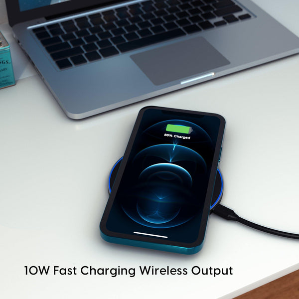 Ambrane Fast Wireless Charger, 10W Output, Qi Wireless Charging Pad, LED Indicator for Charging, Compact and Sleek Design (WC-38, Black), Normal